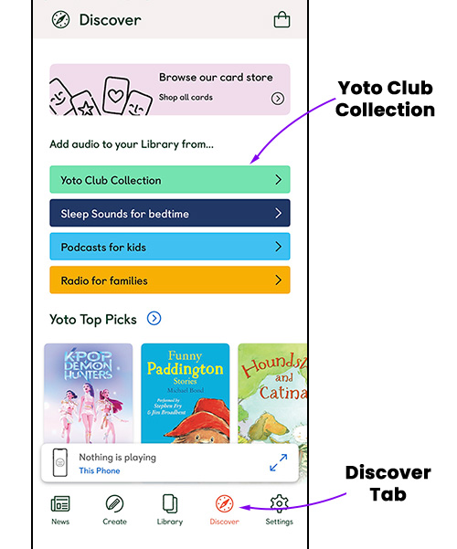 Find the Animal Facts card in the Yoto Club Collection, in the Discover tab of your Yoto app